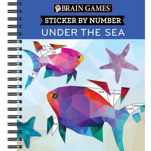 Brain Games - Sticker by Number: Under the Sea - 2 Books in 1 (42 Images to Sticker) - Spiral