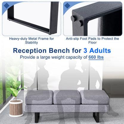 Waiting Room Bench Seating Long Bench with Metal Frame Leg