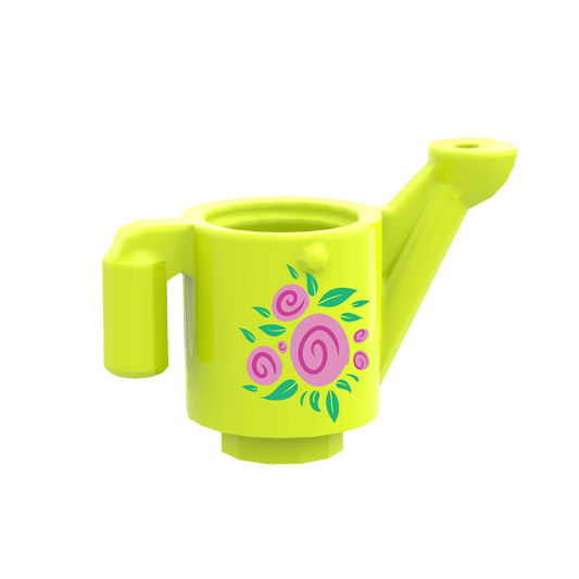 Watering Can with Pink Flowers - Minifig Scale - Custom Printed - Made Using LEGO® Parts