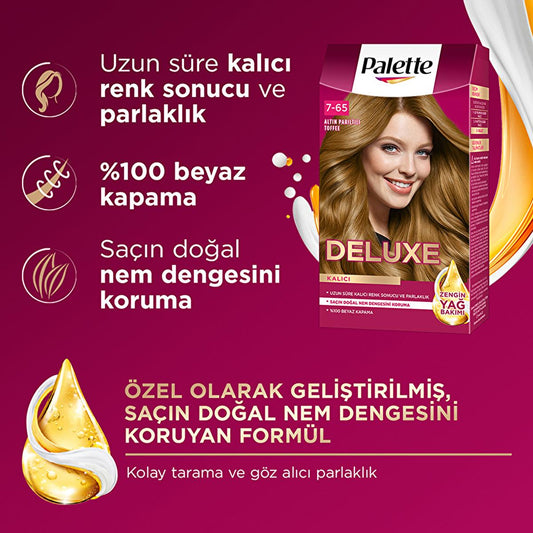 Palette Deluxe Golden Toffee Hair Dye 7-65 - Long-Lasting Nourishing Hair Color