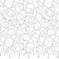 White Outlines Tossed Yardage Squishmallows Cotton 44"/45" Fabric Per Yard
