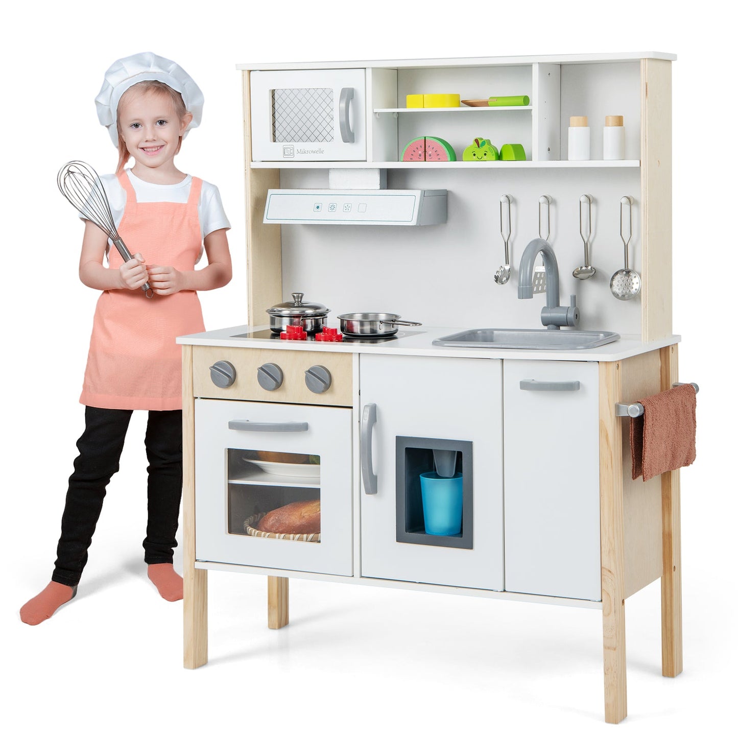 Wooden Pretend Play Kitchen Set for Toddlers