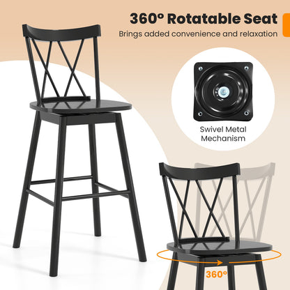 Set of 2 Windsor Bar Stool with Ergonomic Backrest and Footrests