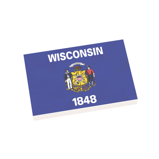 Wisconsin State Flag - Minifig Scale - Custom Printed - 2x3 Tile Made using LEGO® Parts