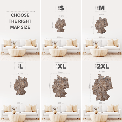 3D Germany Wooden Map Dark Walnut