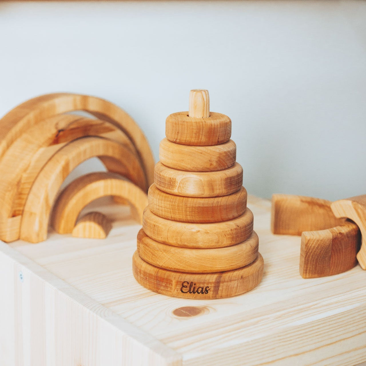 Natural Wood Ring Stacker