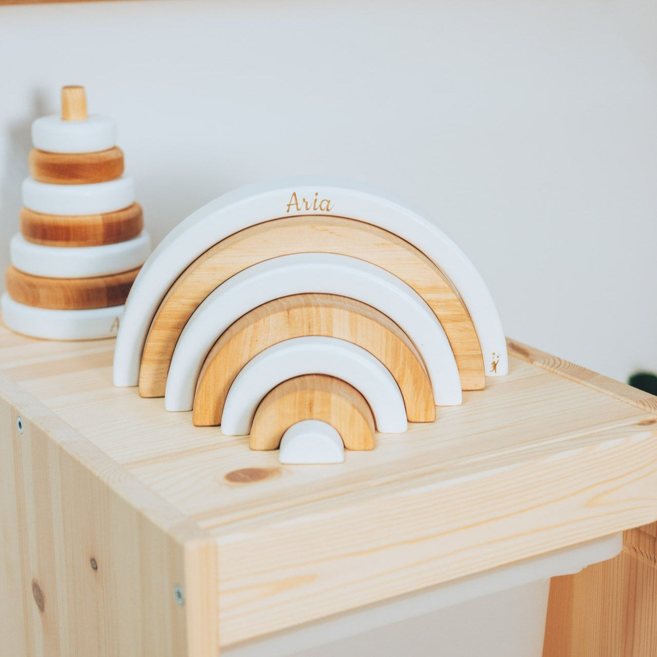 Wood & White Rainbow Stacker