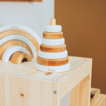 Wood & White Ring Stacker