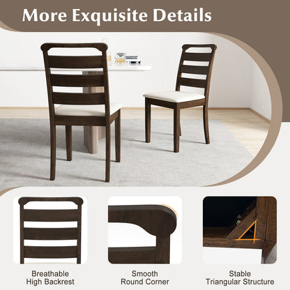 Polyester Upholstered Wooden Dining Chair Set of 2-Walnut