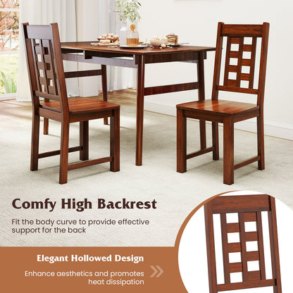 Wooden Dining Chairs Set of 2 Kitchen Chair with Solid Rubber Wood Frame-Walnut