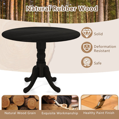 Wooden Dining Table with Round Tabletop and Curved Trestle Legs