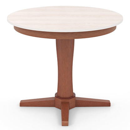 35 Inches Wooden Round Dining Table with Pedestal Base-White