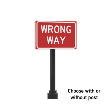 Wrong Way Street Sign - Custom Printed 2x3 Tile - Made Using LEGO® Parts