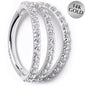 16G 3/8 Solid 14K White Gold Clear CZ Gem Row Hinged Segment Ring