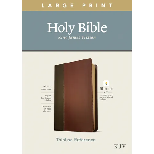 KJV Large Print Thinline Reference Bible, Filament Enabled Edition (Red Letter, Leatherlike, Brown/Mahogany) - Imitation Leather