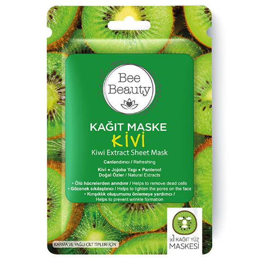 Bee Beauty Kiwi Extract Face Mask - Nourishing, Anti-Aging Sheet Mask for Natural Skincare