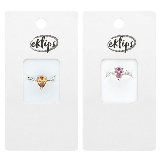 Eklips Modern Single Stone Ring - Elegant Teardrop Figure, Assorted Color Options