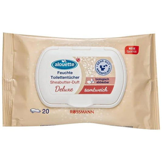 Alouette Shea Butter Wet Toilet Paper: Gentle, Moisturizing, and pH Balanced Wipes for Sensitive Skin - Aloe Vera & Witch Hazel - 20 Count