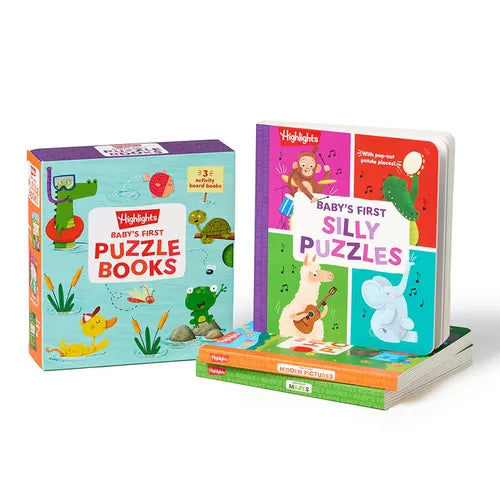 Baby's First Puzzle Books: Interactive Board Books for Babies and Toddlers, 3 Fun Activity Books with Foam Puzzle Pieces, Mazes, Silly Scenes for Play - Hardcover