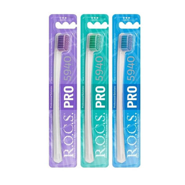 ROCS PRO 5940 Soft Toothbrush for Adults - Gentle Oral Care for Sensitive Teeth and Gums
