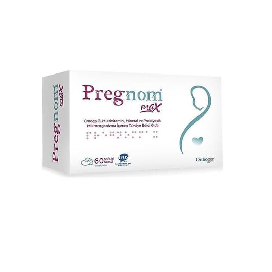 Pregnom Max 60 - Multivitamin, Omega-3, and Probiotic Supplement - Soft-Jel Capsules