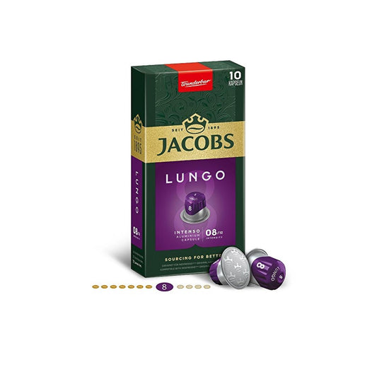 Jacobs Jacobs Lungo 8 Intenso Coffee Capsules - Nespresso Compatible, Intense Coffee, 8 Capsules