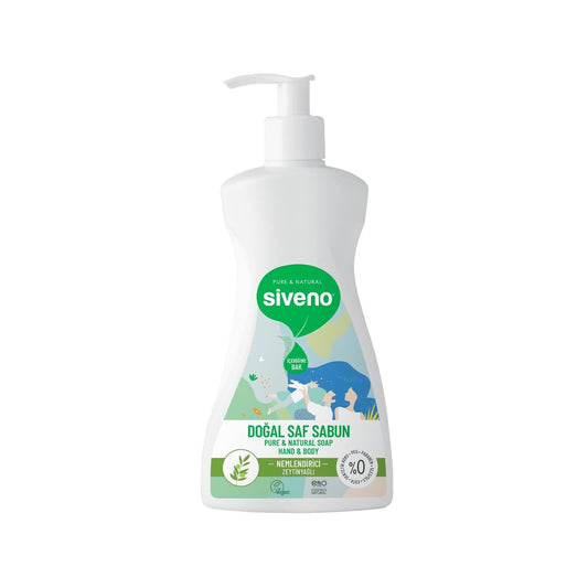 Siveno Natural Liquid Soap with Olive Oil for Hands and Body - 300ml, Gentle Skincare