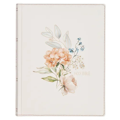 KJV Note-Taking Bible LP Faux Leather Hc White Floral - Leather