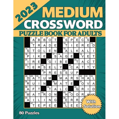 2023 Medium Crossword Puzzle Book For Adults With Solution - Paperback