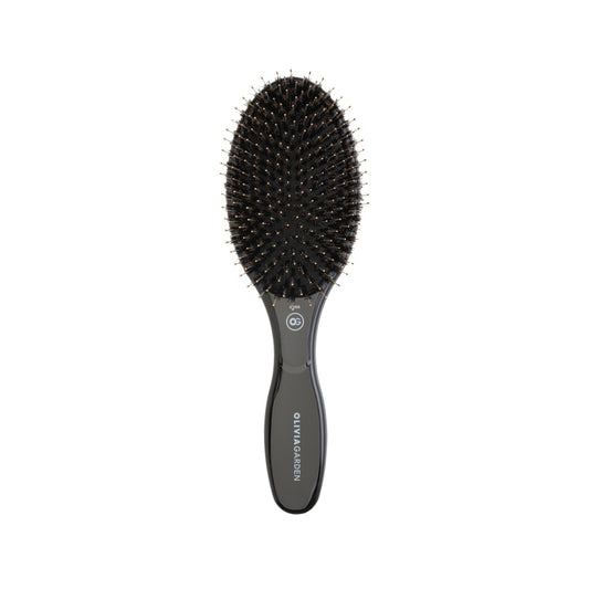 Olivia Garden Expert Care Oval Boar Nylon Bristles Hair Brush - Black, Professional-Grade Detangling & Styling