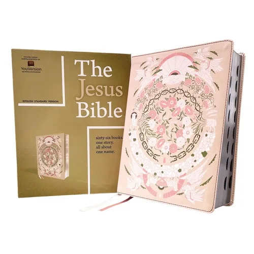 The Jesus Bible Artist Edition, Esv, (with Thumb Tabs to Help Locate the Books of the Bible), Leathersoft, Peach Floral, Thumb Indexed - Imitation Leather