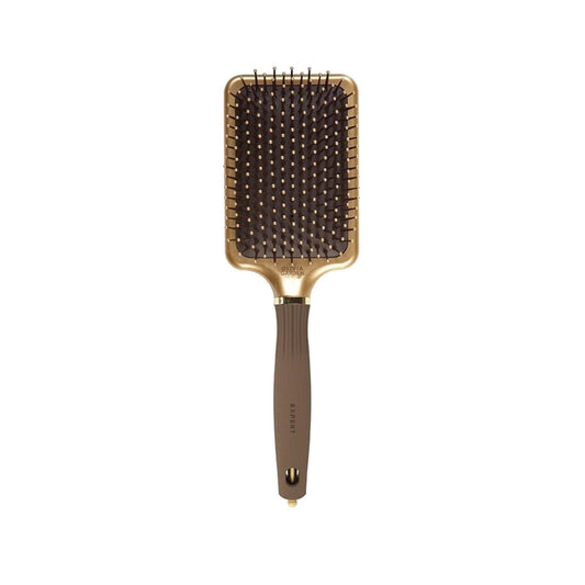 Olivia Garden Expert Care Rectangular Nylon Bristle Gold Brown L Hair Brush for Professional Styling and Detangling