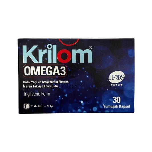 Krilom Omega-3 30 Soft Capsules - High-Potency Fish Oil & Astaxanthin