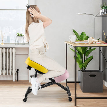Adjustable Ergonomic Kneeling Chair with Upgraded Gas Spring Rod and Thick Foam Cushions