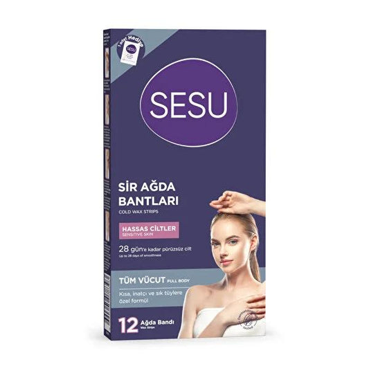 Sesu Body Wax Strips for Sensitive Skin - Easy Hair Removal, Smooth Skin, Sugar-Free Formula, Long Lasting Results