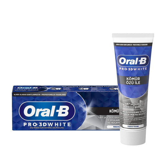 Oral-B Pro 3D White Charcoal Toothpaste - 75ml - Whiter Teeth & Deep Cleaning