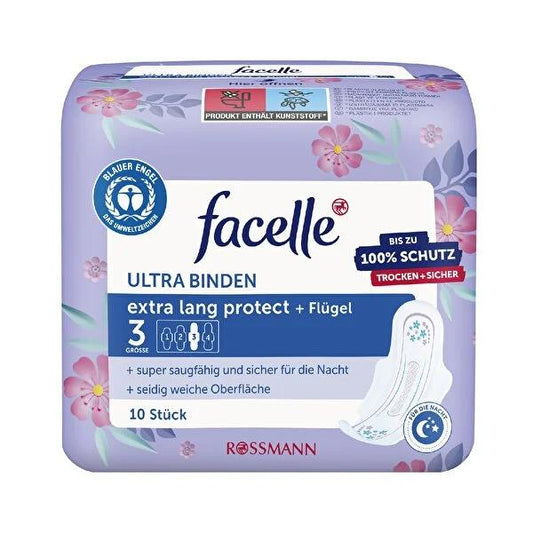 Facelle Overnight Sanitary Pads with Wings - Ultra Comfortable & Protective Feminine Hygiene Products for Women