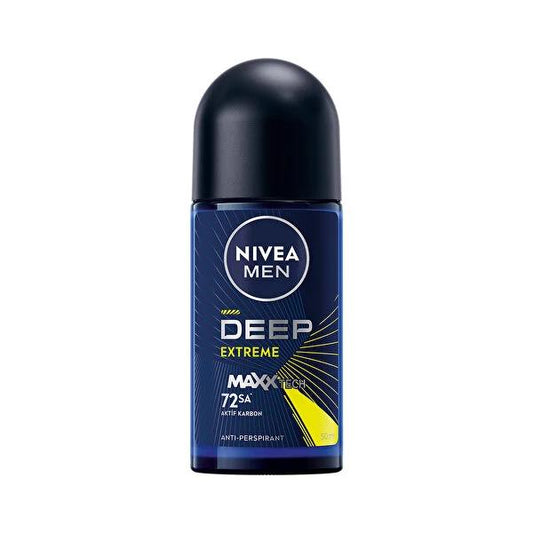 Nivea Men Deep Extreme Roll-On Deodorant - 72-Hour Anti-Perspirant Protection for Active Men