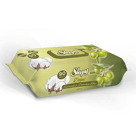 Sleepy Natural Olive Oil & Cotton Baby Wipes - 90 Count - Gentle, Hypoallergenic for Sensitive Skin