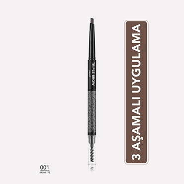 Flormar Triple Brow Pencil with Powder and Brush - Multi-Functional Eyebrow Makeup