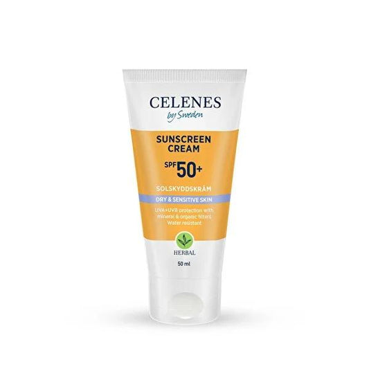 Celenes By Sweden Organic Sunscreen Cream SPF 50+ for Dry & Sensitive Skin - Natural & Mineral Sun Protection