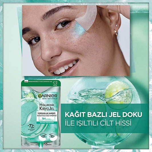 Garnier Hyaluronik Cooling Eye Mask - Anti-Fatigue, Hydrating Gel for Dark Circles & Puffiness