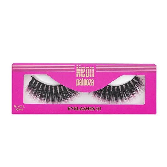 Rival Loves Me Neon Palooza False Eyelashes 02 Pink - Reusable, Trendy Cosmetic Eyelashes for Aesthetic Enhancement