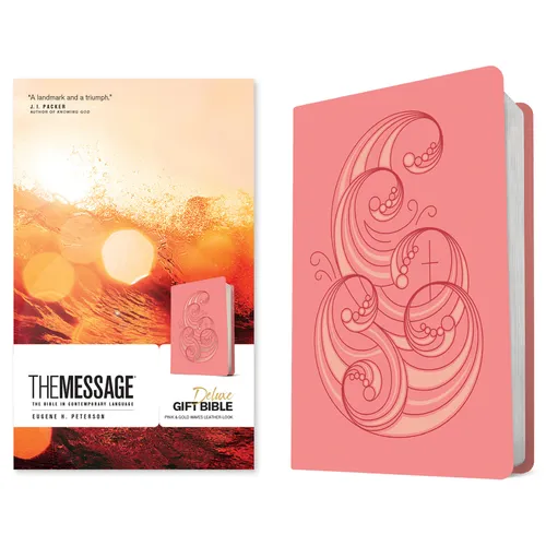 The Message Deluxe Gift Bible (Leather-Look, Pink and Gold Waves): The Bible in Contemporary Language - Imitation Leather