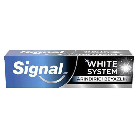 Signal White System Whitening Toothpaste: Natural Mineral & Active Carbon, Gentle Stain Removal, Fresh Mint - 75ml
