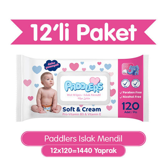 Paddlers Baby Wet Wipes - Soft, Gentle, and Convenient Hygiene for Infants - 120 Packs of 12