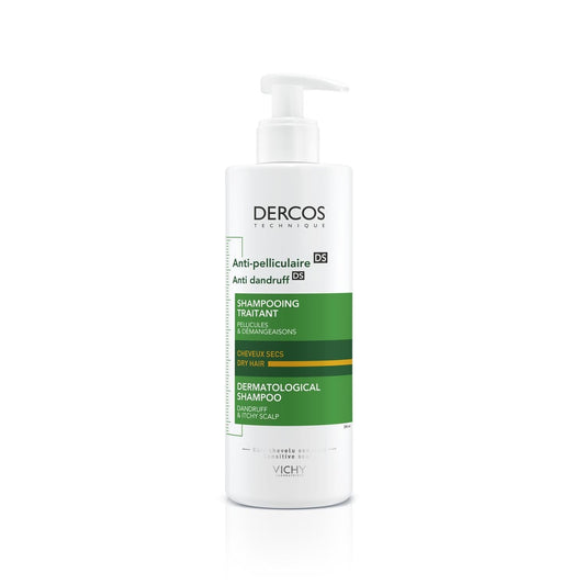 Vichy Dercos Anti-Dandruff Shampoo for Dry Hair - 390ml, Scalp Health & Anti-Dandruff Treatment