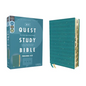 Niv, Quest Study Bible, Personal Size, Leathersoft, Teal, Thumb Indexed, Comfort Print: The Only Q and A Study Bible - Imitation Leather