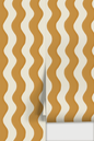 Ziggy Stripe Wallpaper, white and desert sun yellow