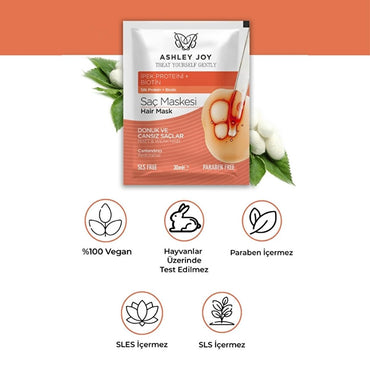 Ashley Joy Revitalizing Hair Mask: Silk Protein & Biotin Treatment for Damaged Hair Repair (30ml)